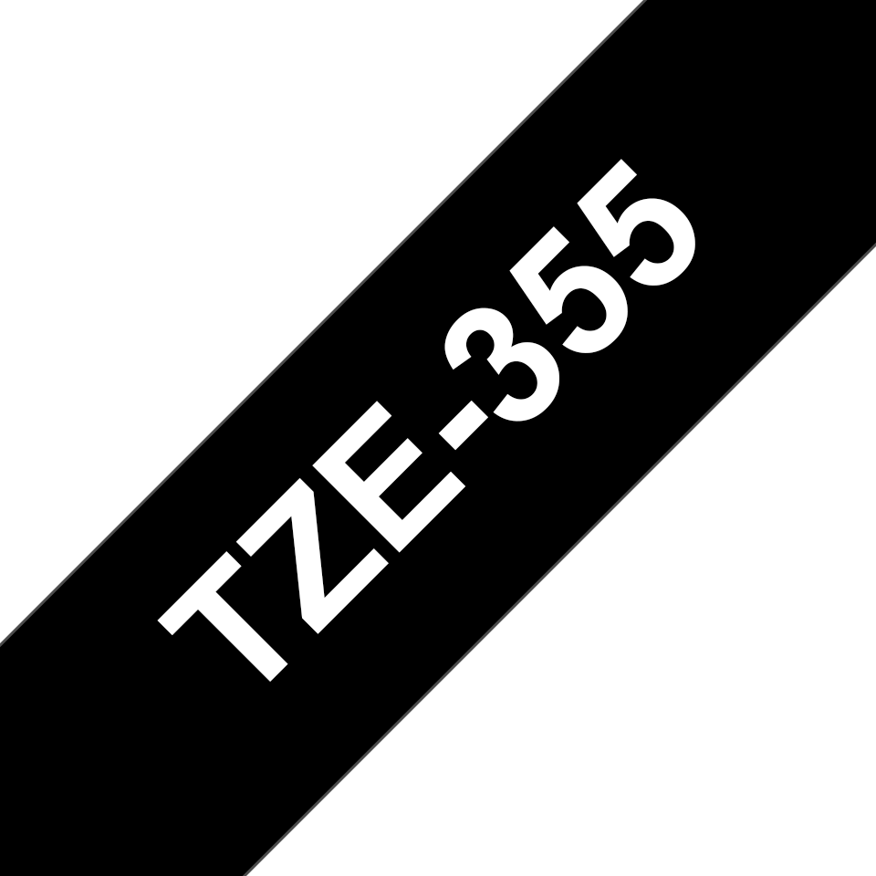 Genuine Brother TZe-355 Labelling Tape Cassette – White On Black, 24mm wide